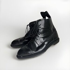 Dr Martens Mono Smooth Leather Black 7 Eyelet Lace Up Combat Cap Toe Boots M 9